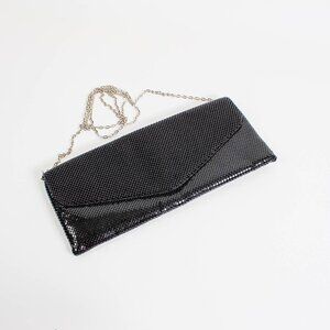 Jessica McClintock Black Metal Mesh Envelope Clutch